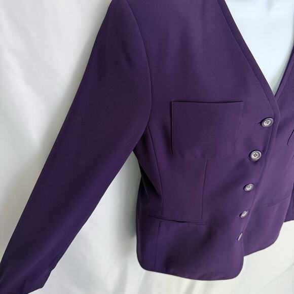 Vintage Le Suit Petite Purple Suit Jacket Size 10P - Picture 5 of 12